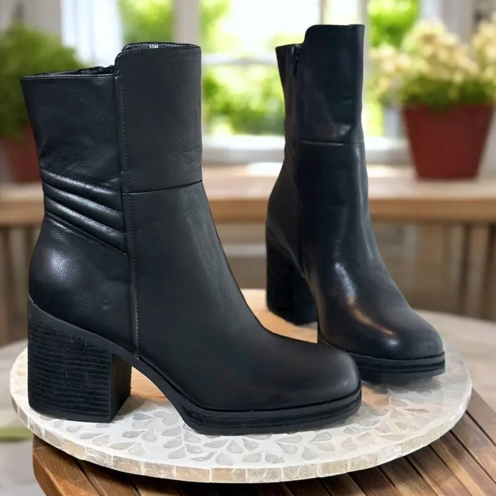Kork-Ease Korks Moergan Black Block Heel Ankle Boots Womens 10 - Picture 4 of 13